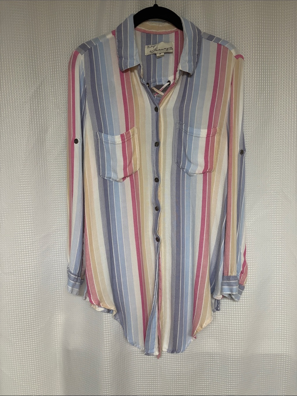Vintage Havana Striped Button-Down Shirt in Blue, Pink, Cream